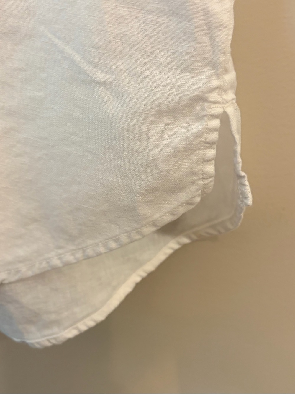 Linen Cotton Button Front Shirt White Coastal Minimalist Medium - Picture 5 of 6